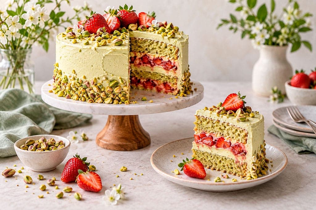 Торт с клубникой и фисташковым кремом: пошаговый рецепт